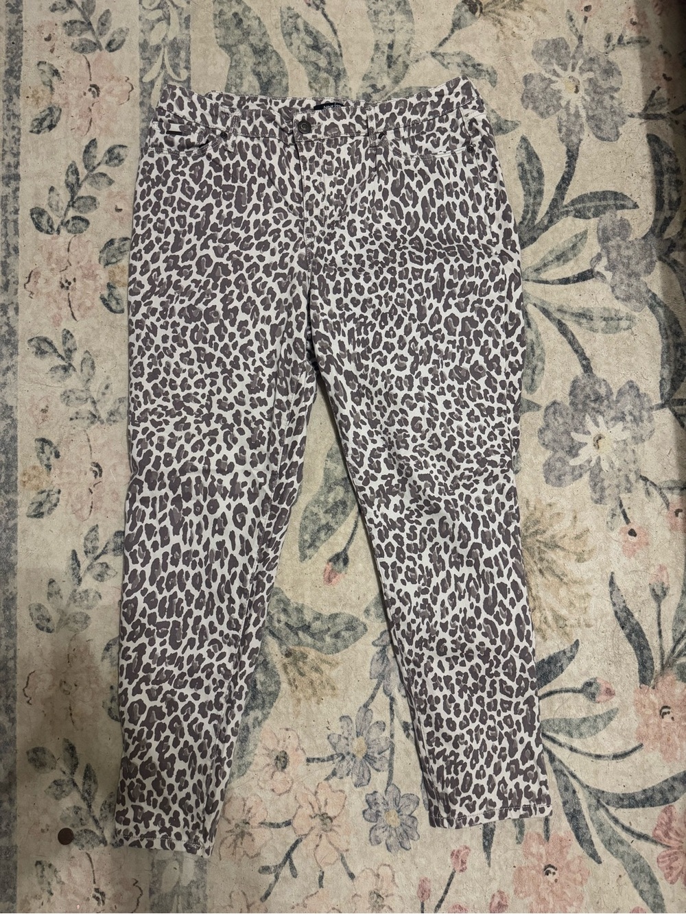 Nine West Beige & Taupe Leopard Jeans
